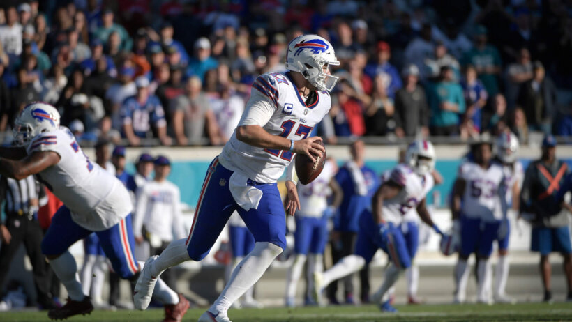 Josh Allen running out of the pocket