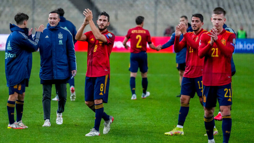 Spain's players celebrate