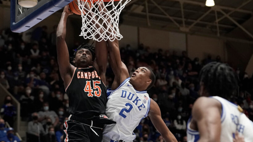 Campbell guard Cedric Henderson Jr dunking