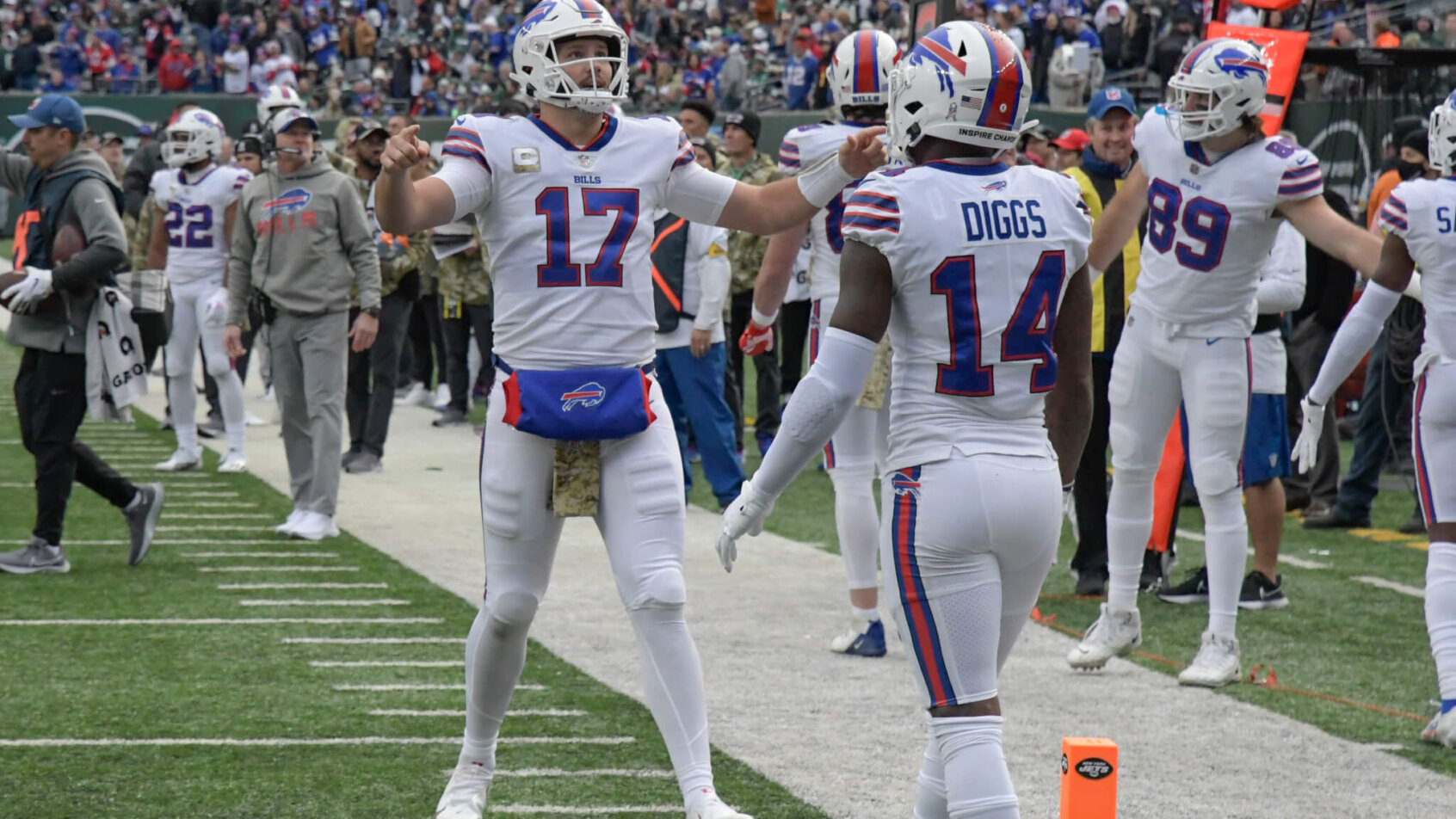 Josh Allen and Stefon Diggs celebrate