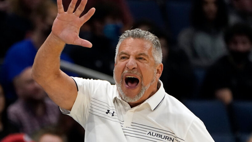 Auburn head coach Bruce Pearl shouting, as usual