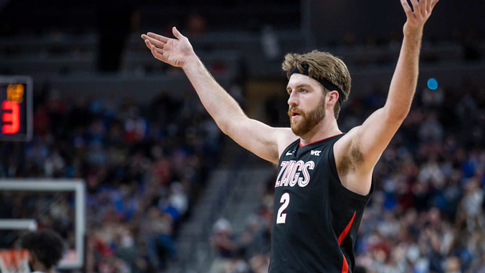 Drew Timme acknowledges the crowd