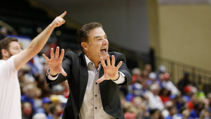 Iona coach Rick Pitino calling out to his team
