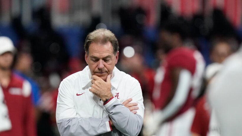Nick Saban looking concerned