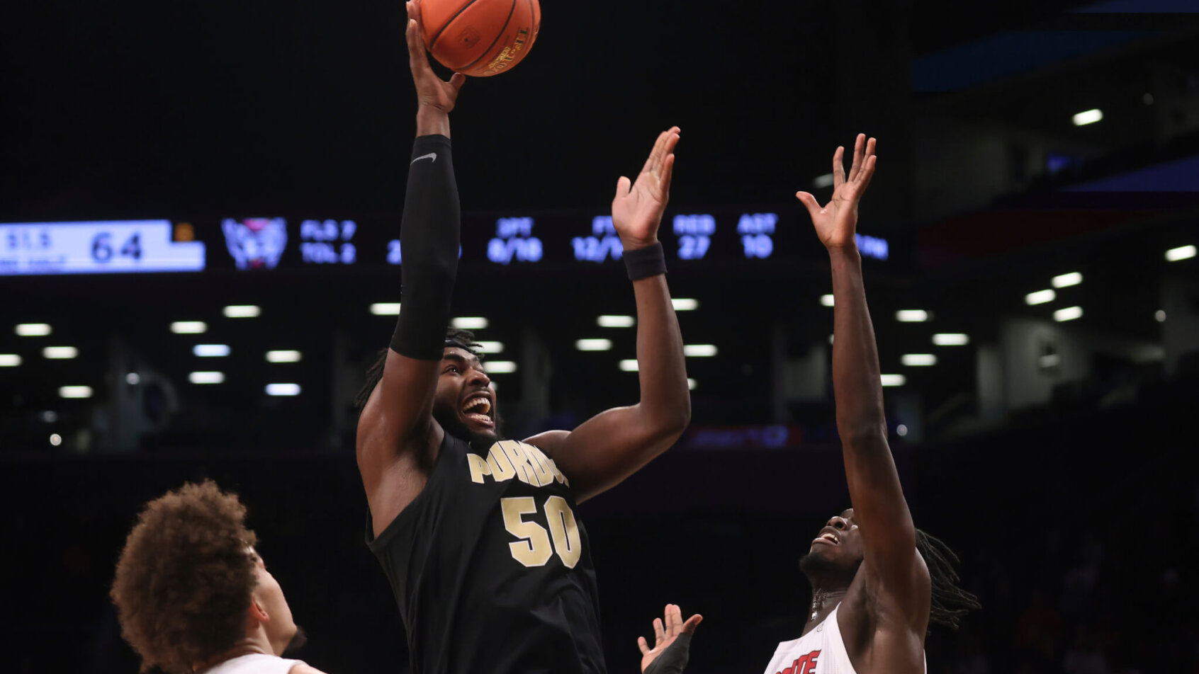 Trevion Williams shoots, Purdue Boilermakers