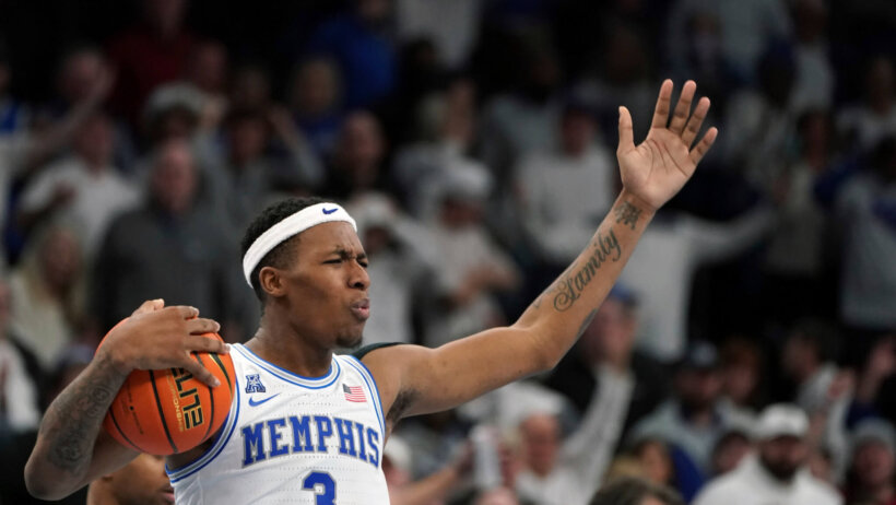 Memphis's Landers Nolley II reacting to a call