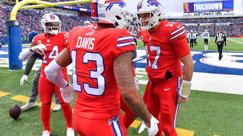 Josh Allen TD celebration with Gabriel Davis