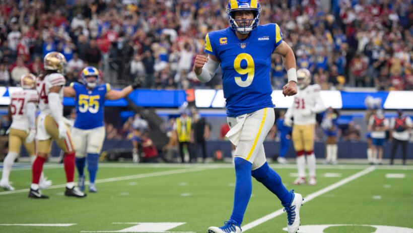 Matthew Stafford celebrates, Los Angeles Rams