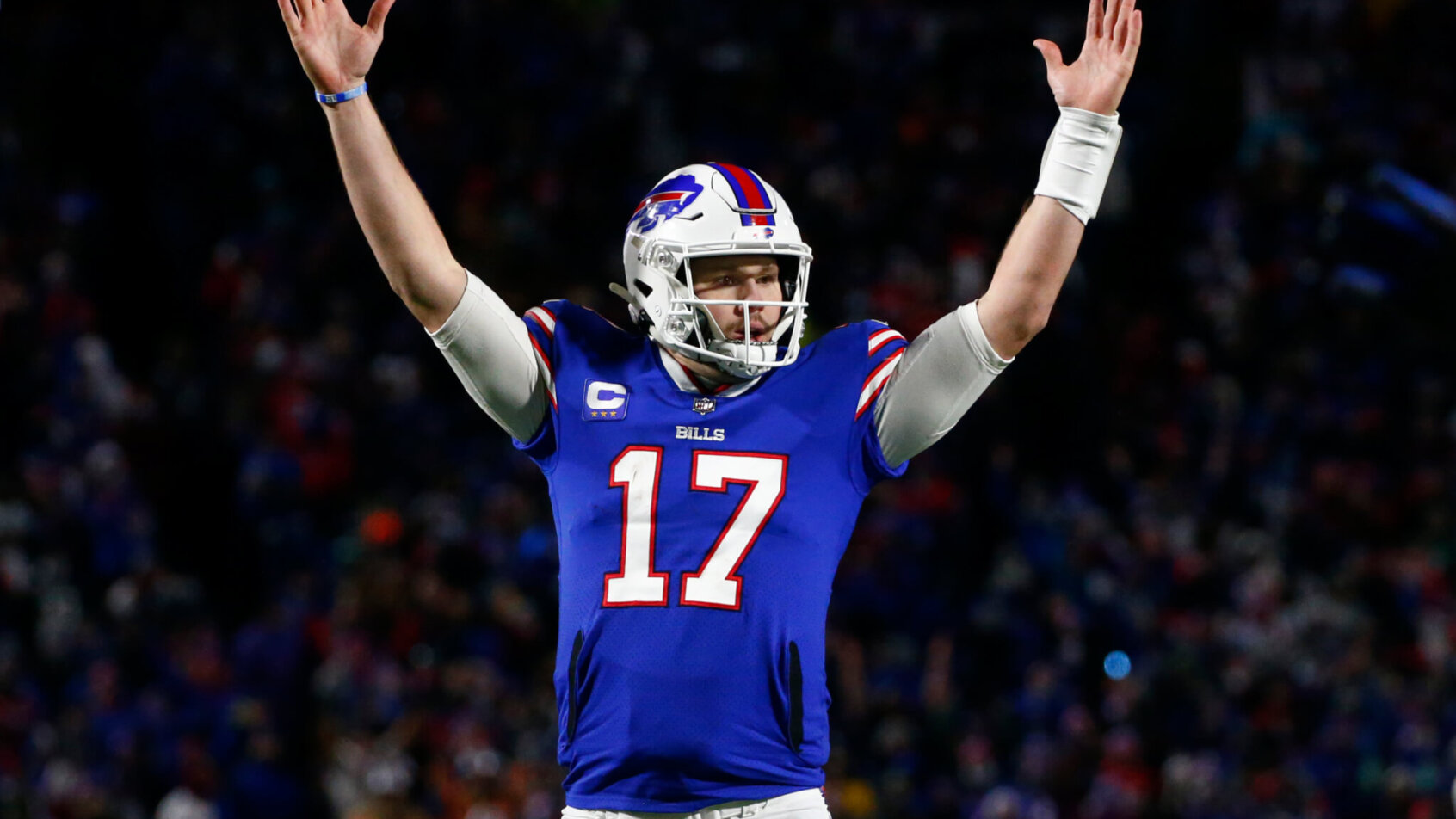 Josh Allen arms up signaling TD