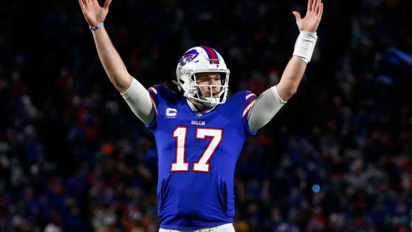 Josh Allen arms up signaling TD