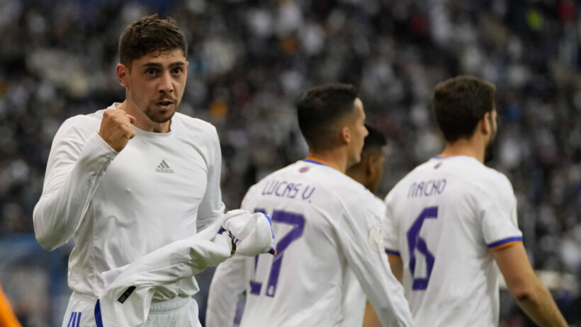 Federico Valverde celebrates after a goal
