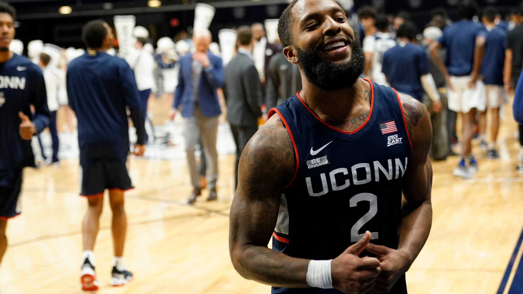 UConn guard R.J. Cole celebrating a win