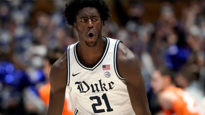 Duke forward A.J. Griffin running back on defense after a basket