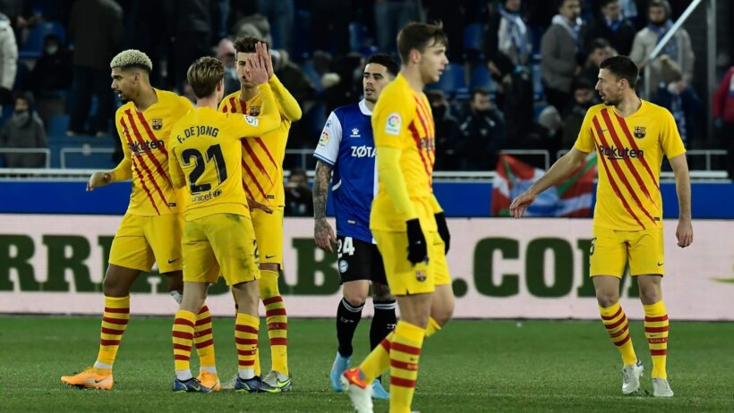 Barcelona players celebrate