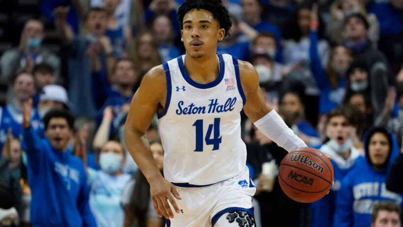 Seton Hall's Jared Rhoden bringing the ball up the floor