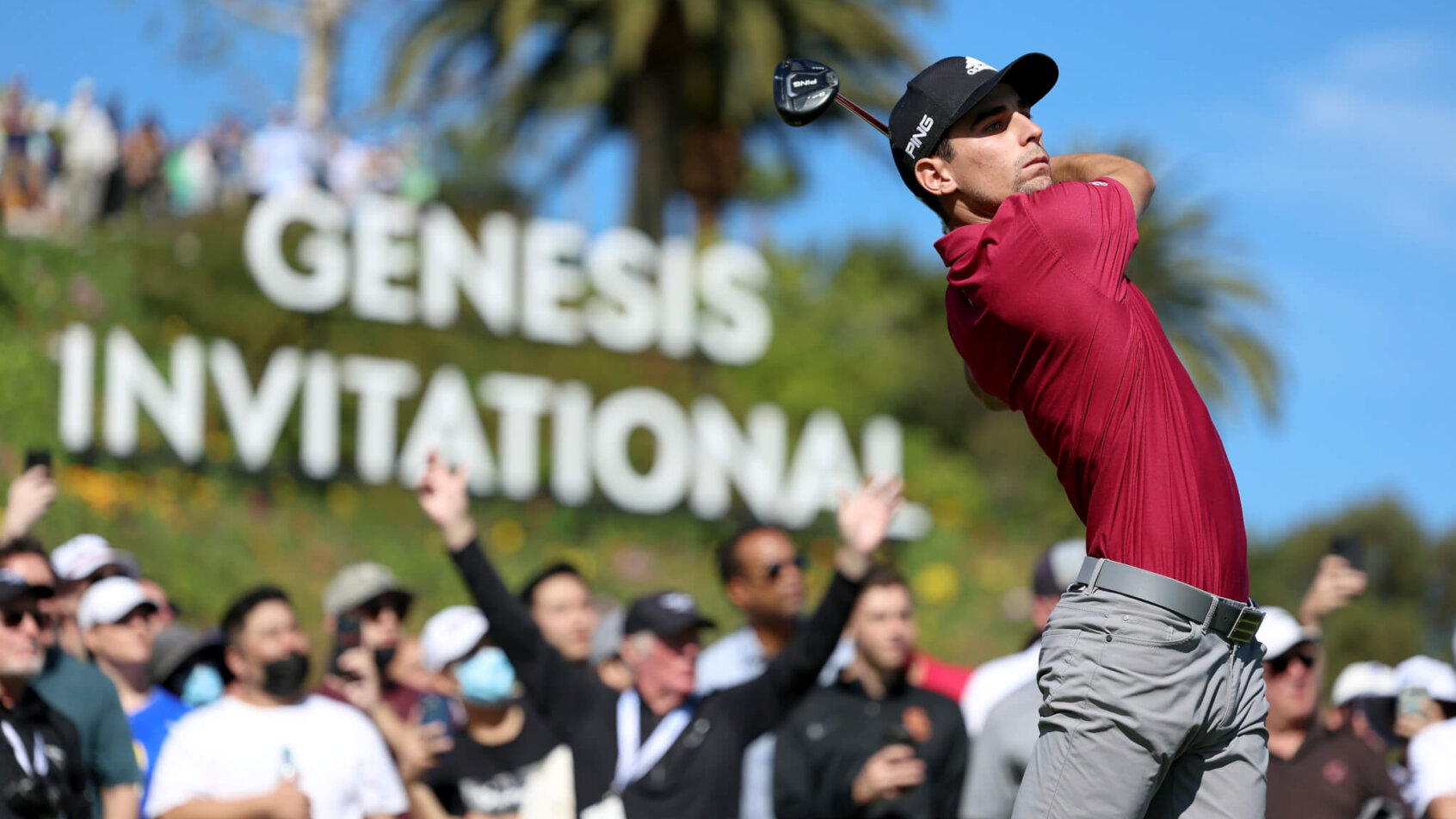 Joaquin Niemann tees off, Genesis Invitational Golf Tournament