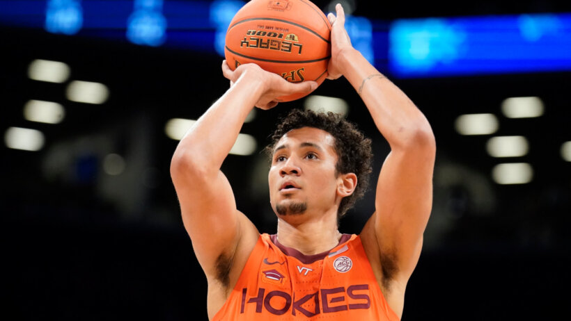 Virginia Tech's Keve Aluma shooting a free-throw