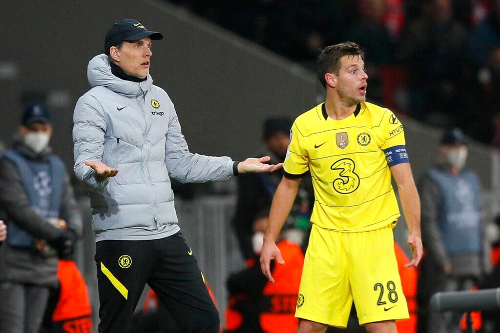 Cesar Azpilicueta and Thomas Tuchel