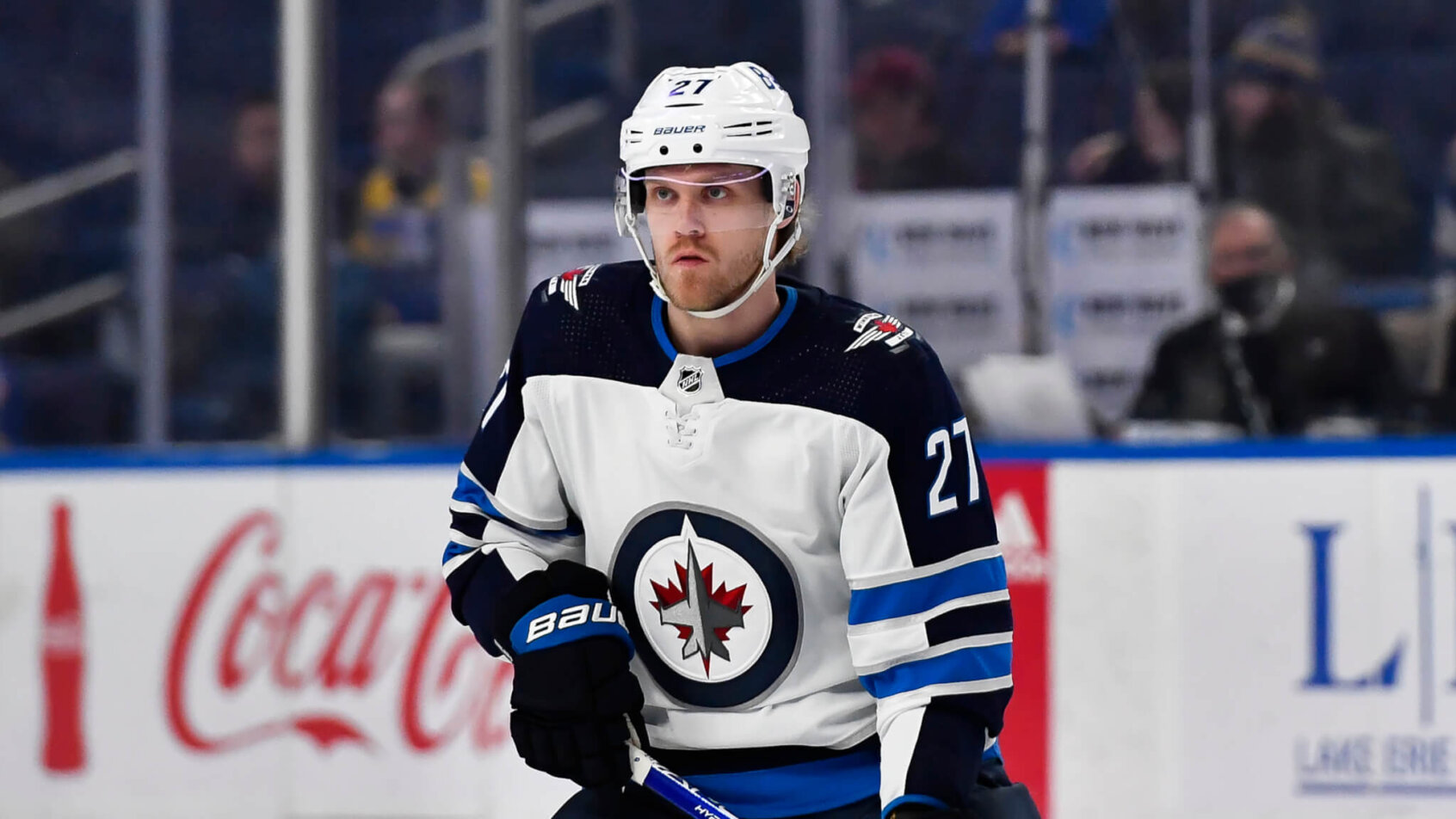Winnipeg Jets left wing Nikolaj Ehlers watching the play