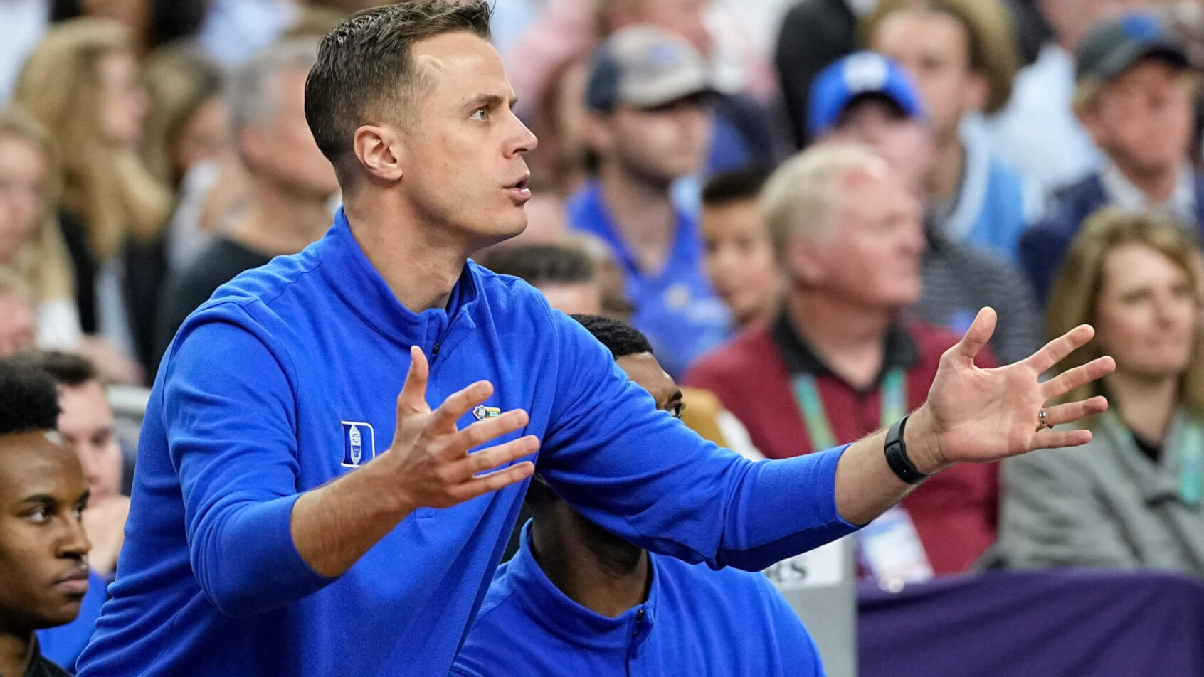 Duke assistant coach Jon Scheyer on the Blue Devils sideline