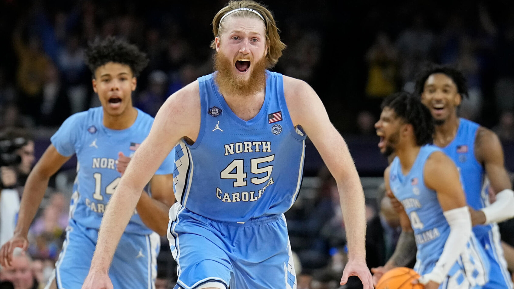 Brady Manek celebrates a bucket