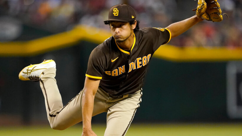 Yu Darvish throws pitch