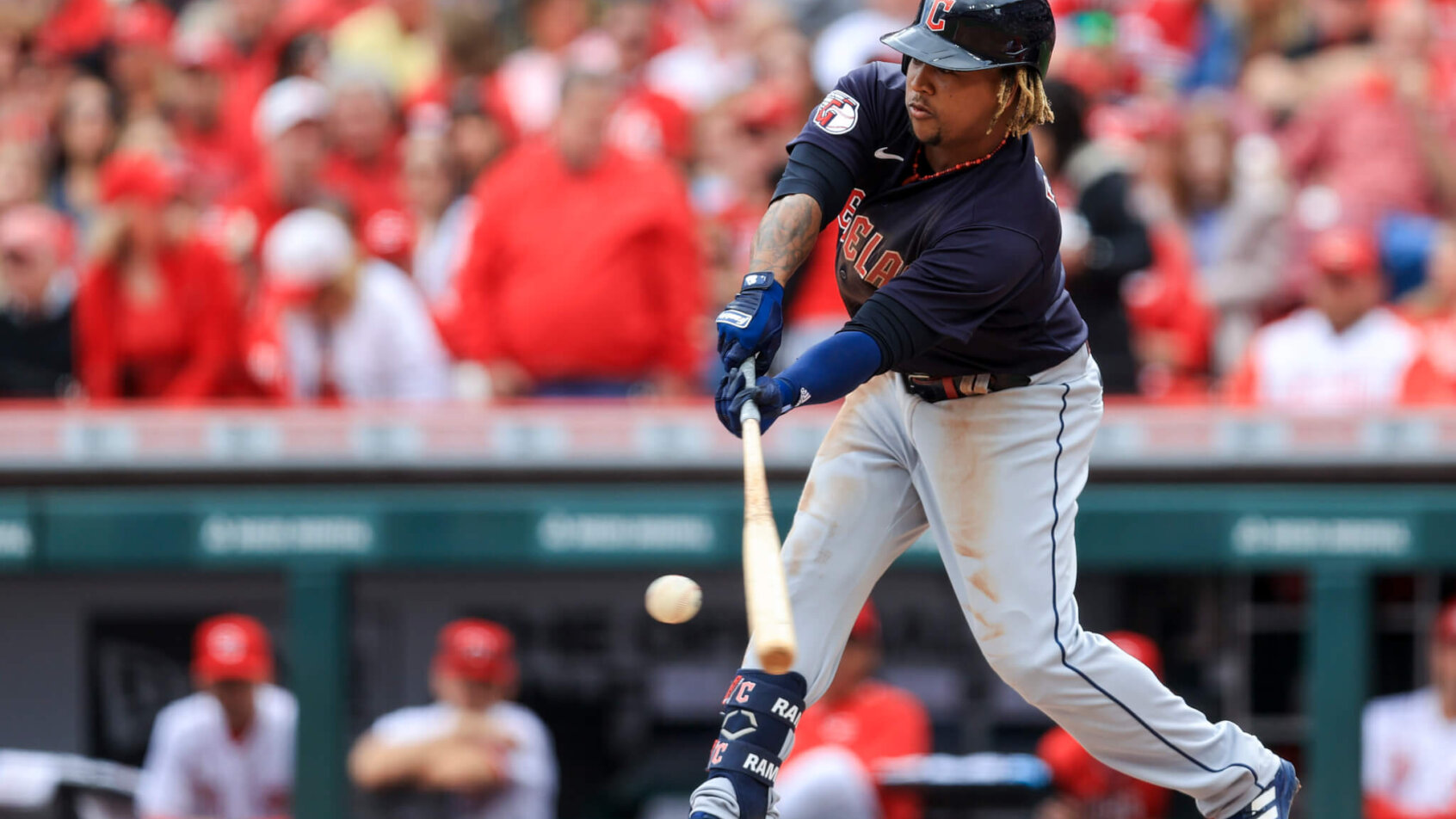 Jose Ramirez slaps a triple