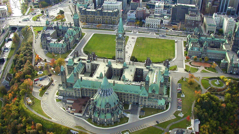 Aerial view of Canada's Parliament buildings