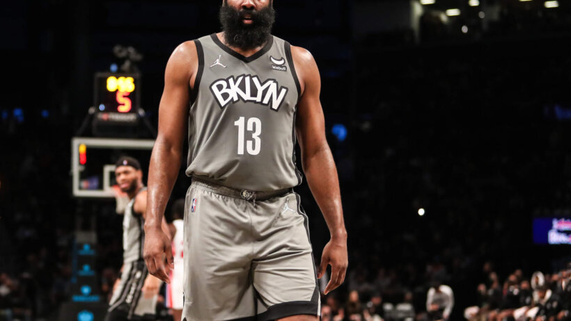 James Harden walking on court