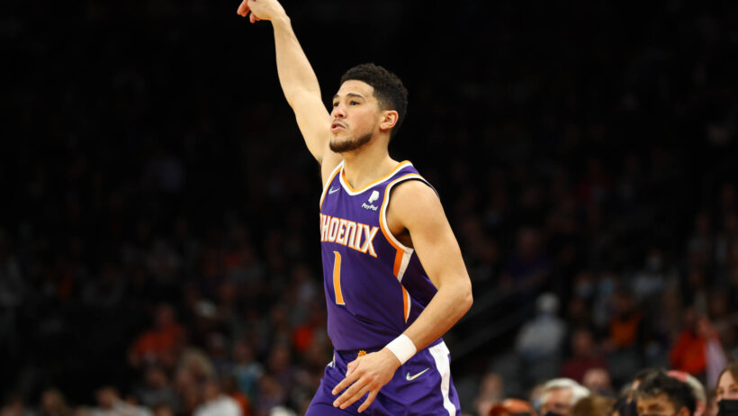 Devin Booker follow through on jump shot
