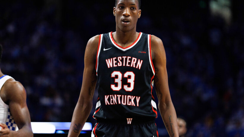 Western Kentucky Hilltoppers center Jamarion Sharp on the court for the Hilltoppers