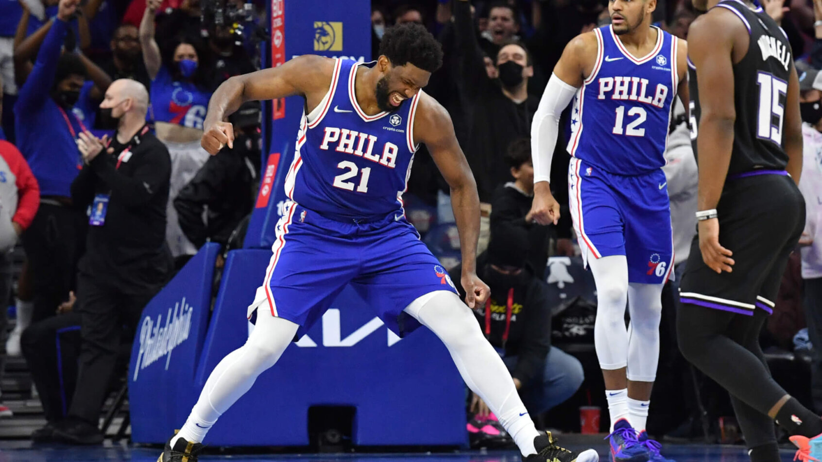 Embiid celebrates