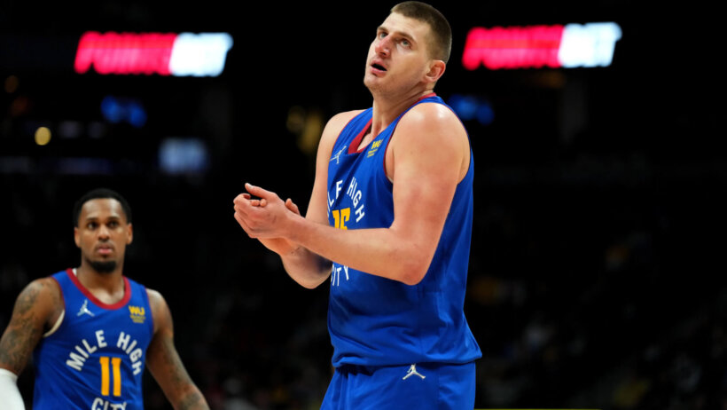 Nikola Jokic reacts against New Orleans Pelicans