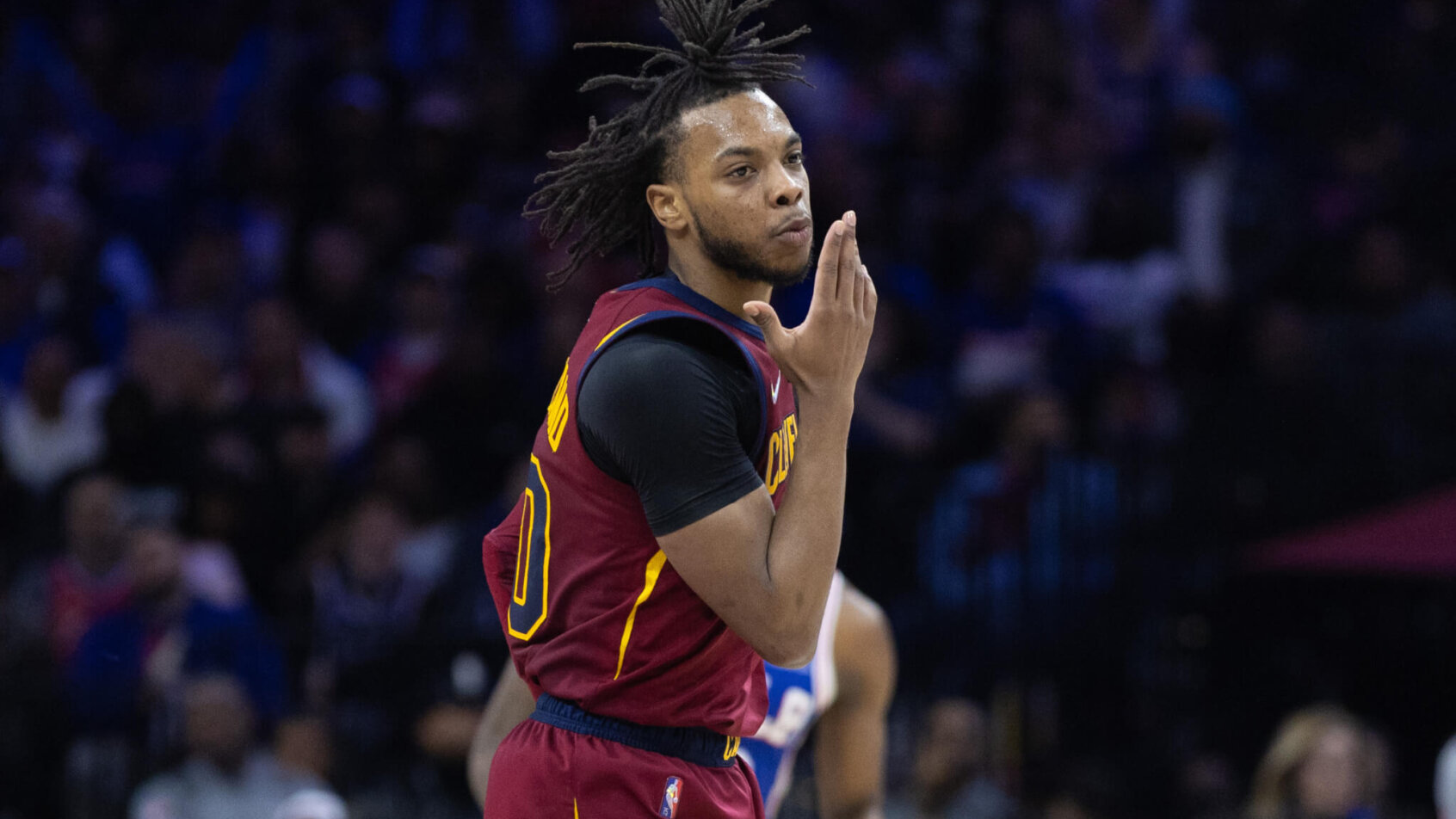 Darius Garland three-point reaction