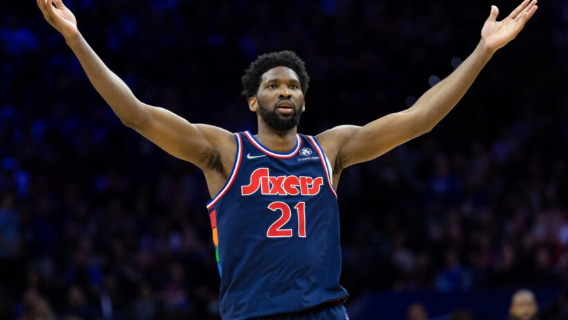 Embiid celebrating