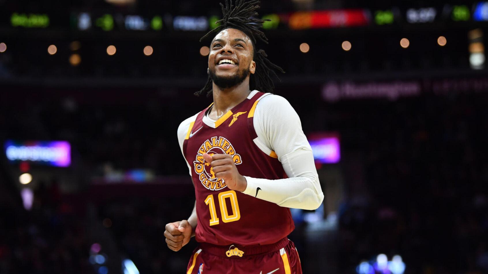 Darius Garland celebrates