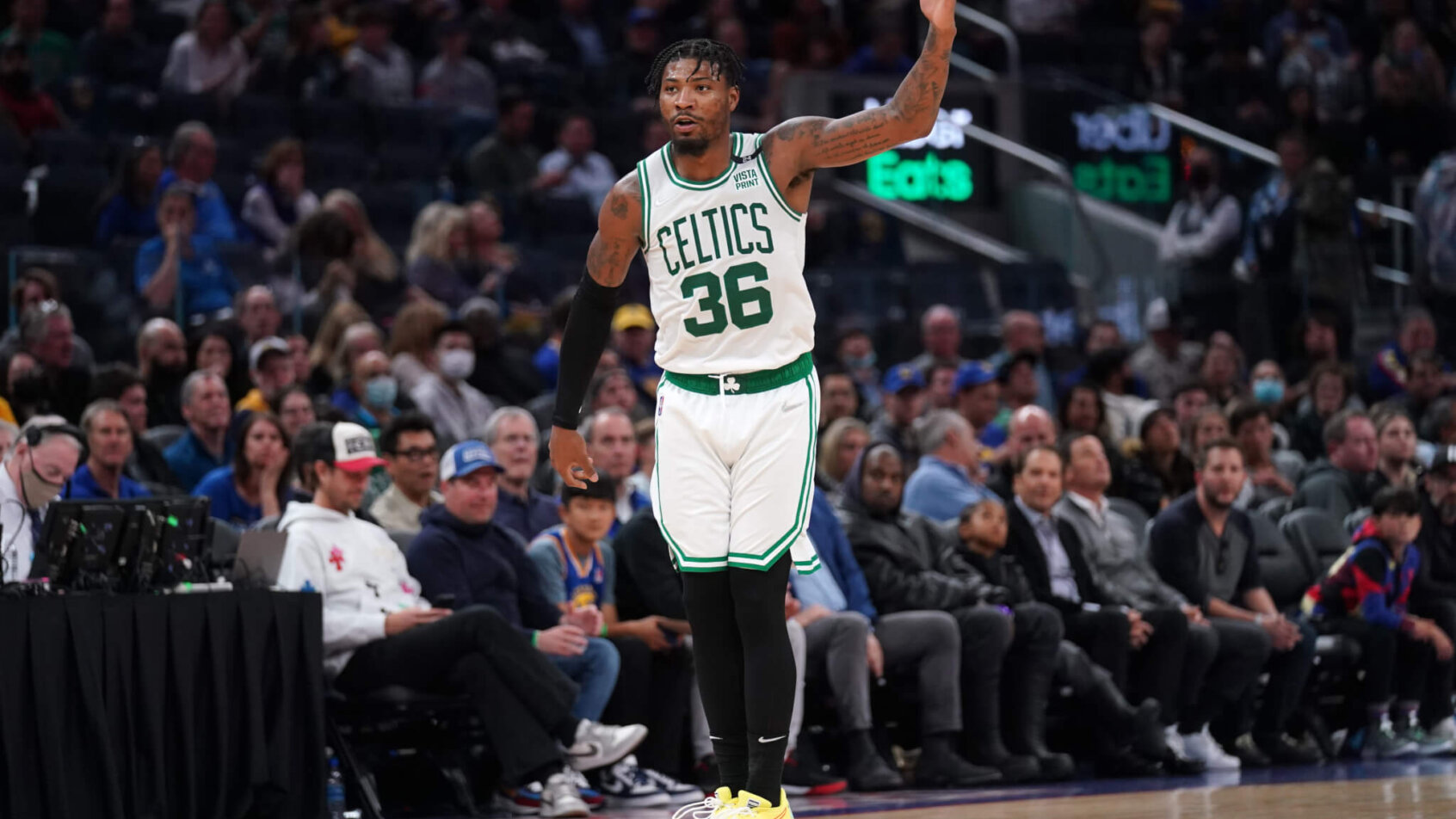 Marcus Smart celebrates with crowd