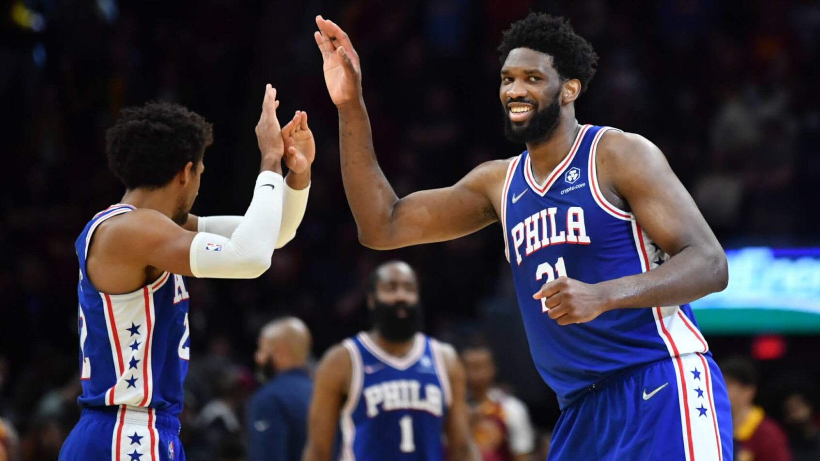 Embiid high fives