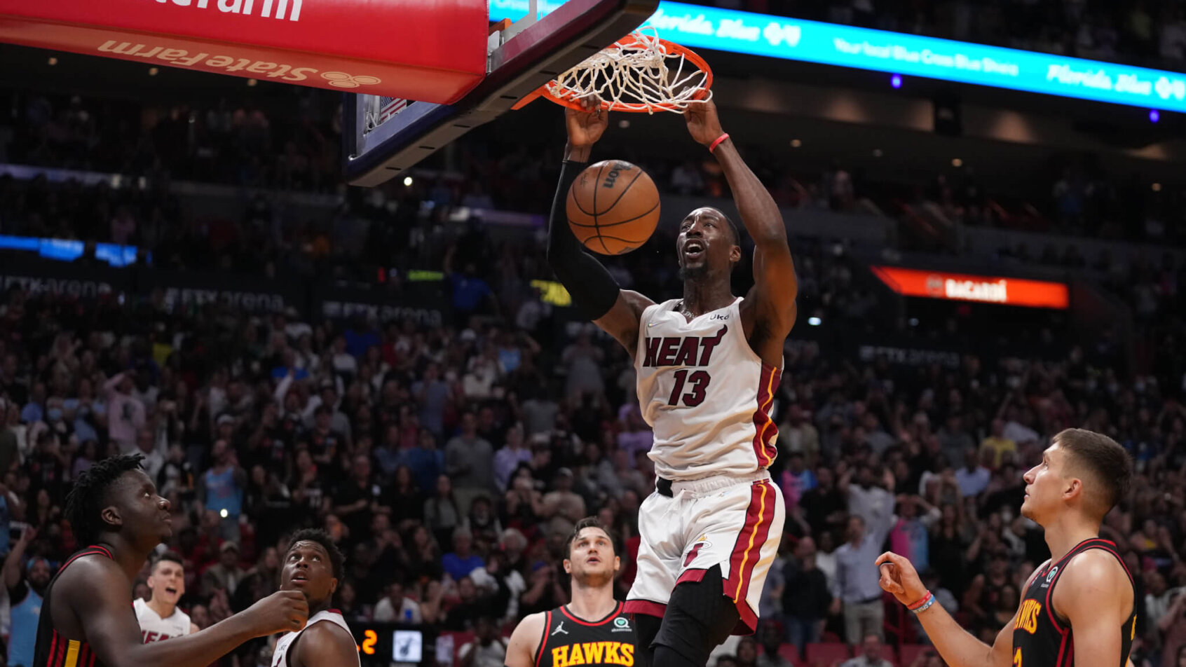 Bam Adebayo dunks, Miami Heat