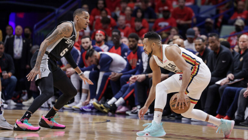CJ McCollum low dribble vs defender