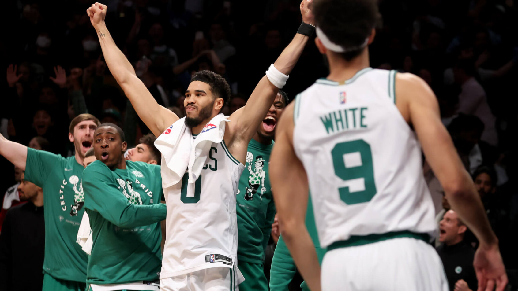Jayson Tatum celebrates