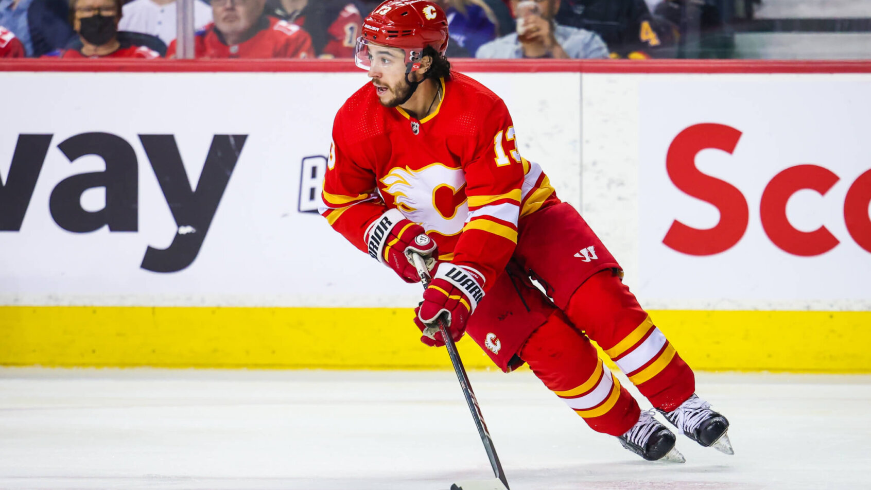 Johnny Gaudreau skating with puck