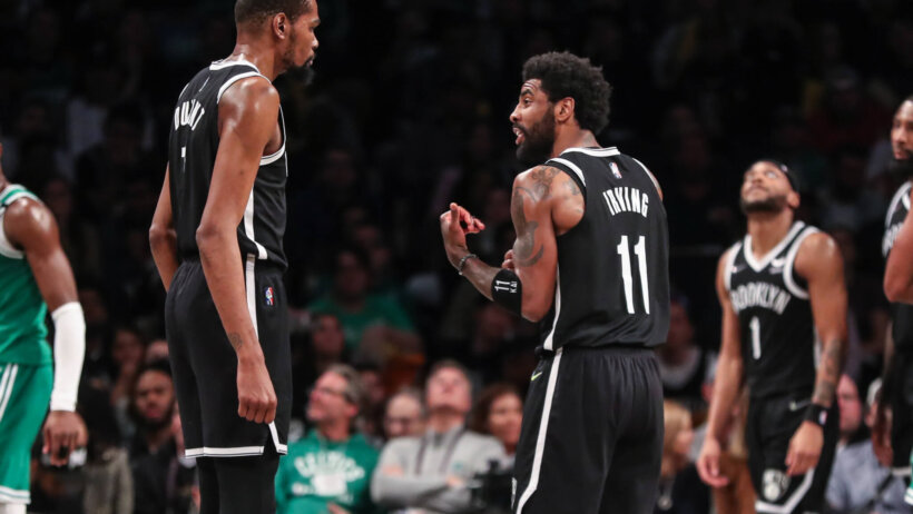 Nets stars Kevin Durant and Kyrie Irving.