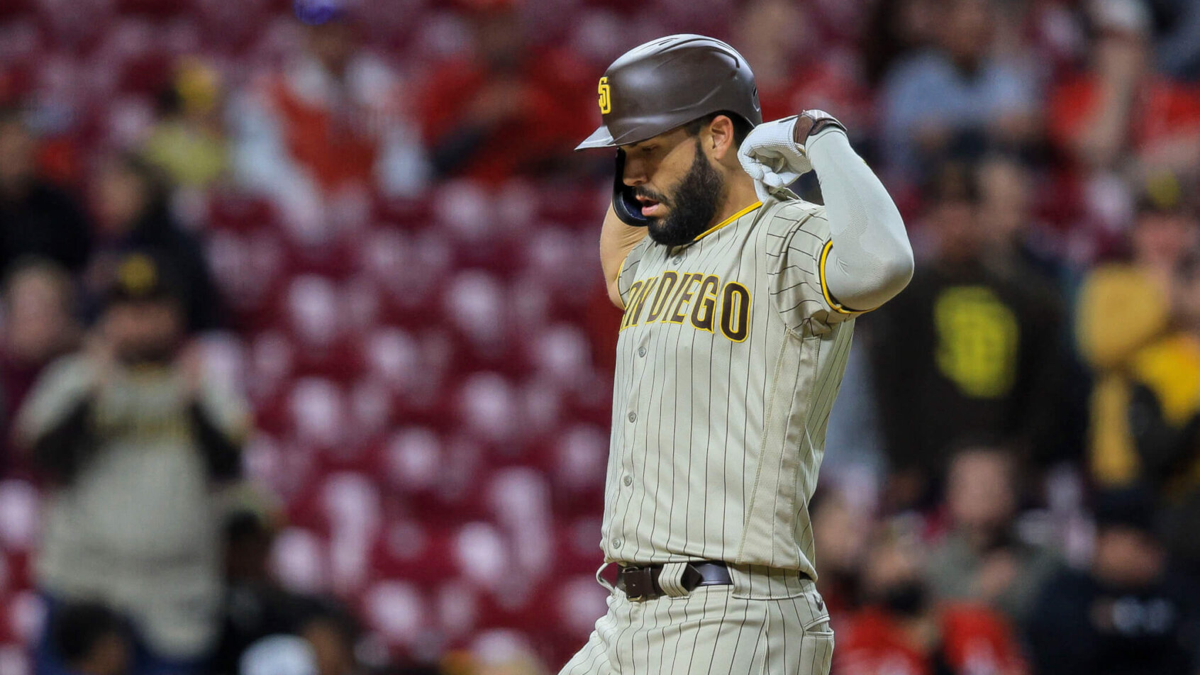 San Diego Padres first baseman Eric Hosmer celebrating a home run