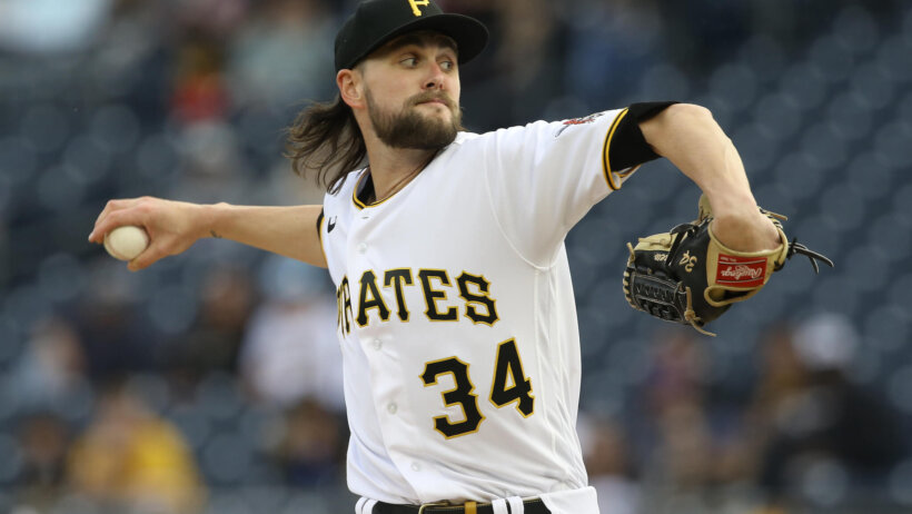 Pittsburgh Pirates starting pitcher JT Brubaker throwing a pitch