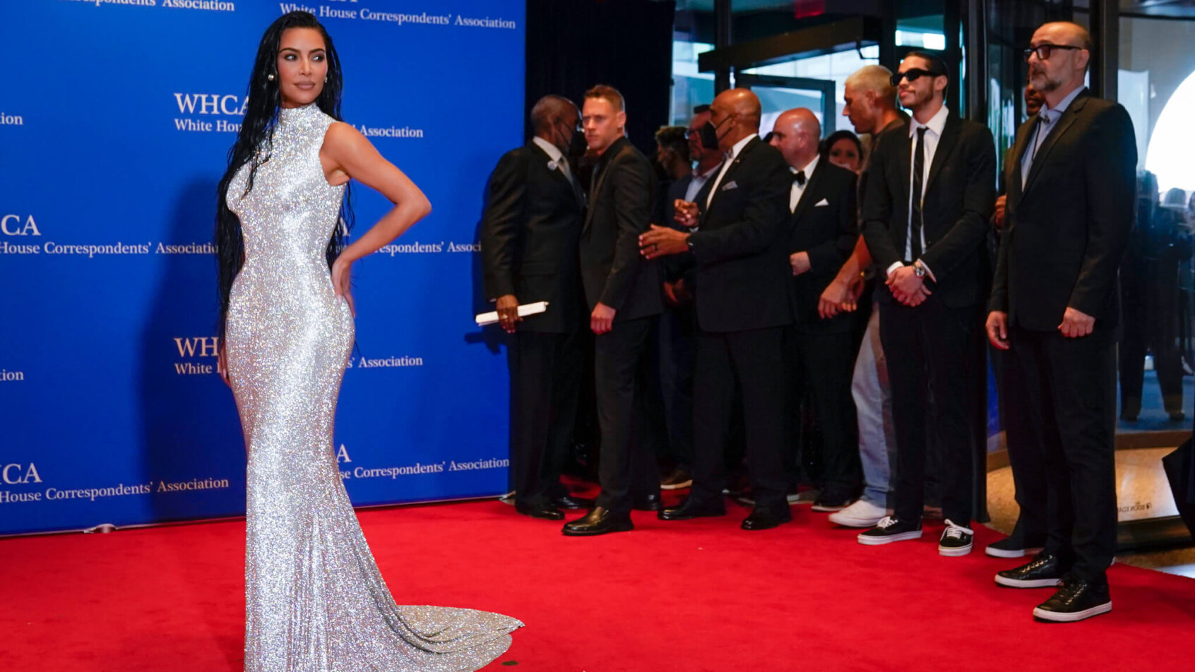 Kim Kardashian poses on the red carpet