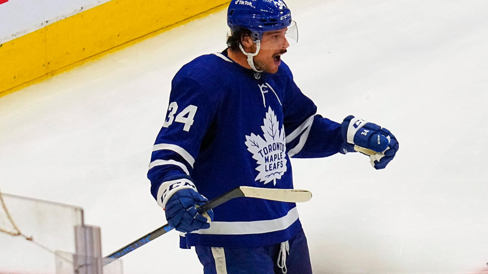 Toronto Maple Leafs forward Auston Matthews celebrating a goal