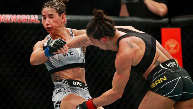 Mackenzie Dern lands a punch on Tecia Torres