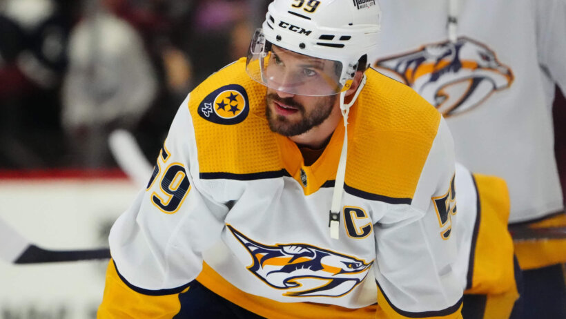 Nashville Predators defenseman Roman Josi looks on