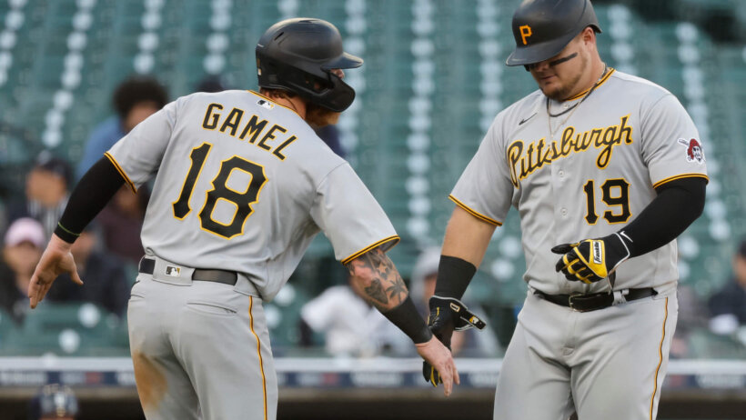 Ben Gamel celebrates, Pittsburgh Pirates